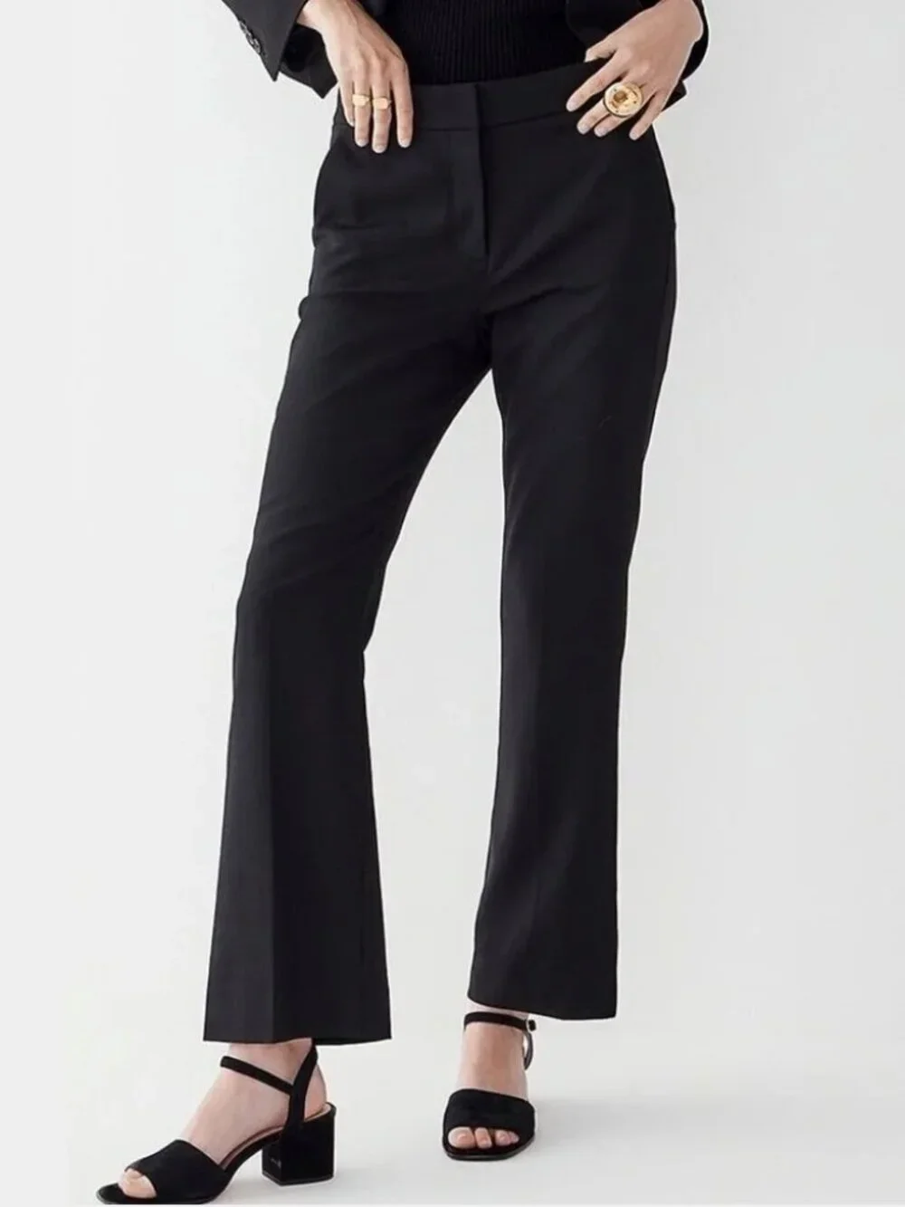 2/$30 J. Crew Willa Cropped Flare Pant in Italian City Wool Blend Black 0 #A3372
